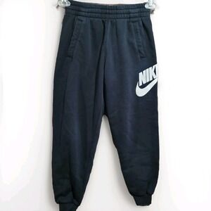 Nike Girls Medium Black Jogger Sweatpants Logo Pockets Athleticwear